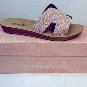 Cape Robin -Blazing Star Pink Glitter Slide Summer Sandals